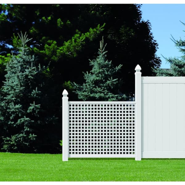 4 ft. x 8 ft. White Square Privacy Vinyl Lattice Panel