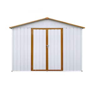 8 ft. W x 6 ft. D Metal Outdoor Storage Shed with Double Door in White and Yellow (48 sq. ft.)