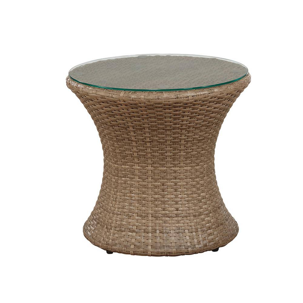Kokoli 5-Piece Light Brown Wicker Outdoor Conversation Set with Gray Cushions