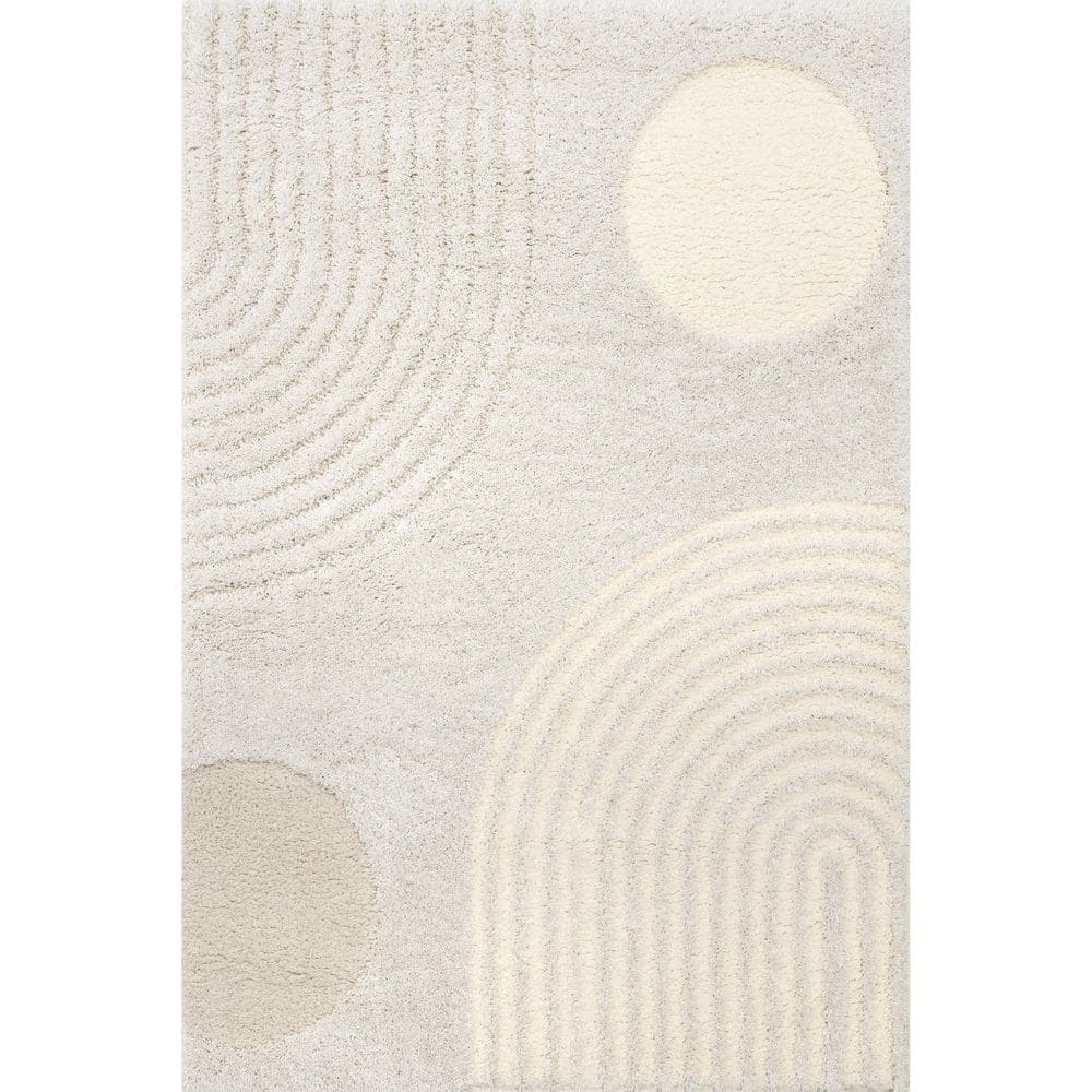 Gloria Beige Abstract Shag 4x6 Synthetic Area Rug