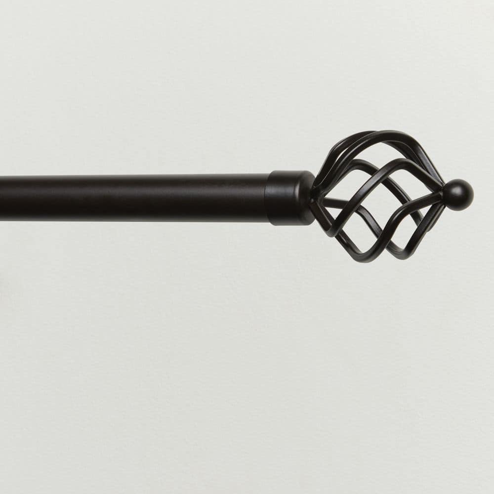 Matte Bronze Adjustable Curtain Rod with Twisted Finial