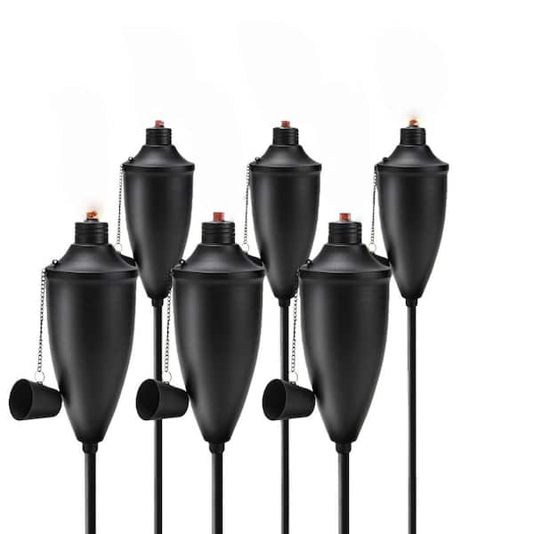 OGETFUUR 6-Pack Black Garden Torches for Outside, 22 oz. Metal