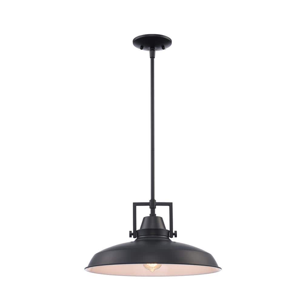 Wilhelm 16-inch Black Metal Dome Farmhouse Pendant Light