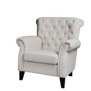 Beige Polyester Accent Chair