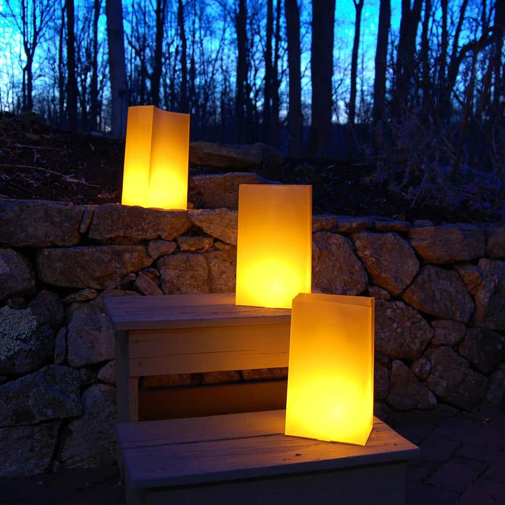 Tan Battery-Operated LED Luminaria Kit with Yellow Light