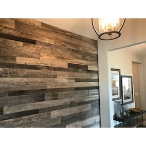 3/8 in. x 4 ft. Random Width 3 in. - 5 in. Grey Reclaimed Planks Decorative Wall Panel (10.59 sq. ft./Pack)