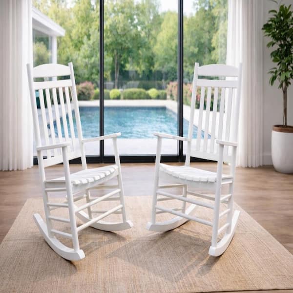 BELLINI HOME AND GARDENS Fratelli White Outdoor Rocking Chair with