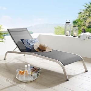 Savannah Adjustable Height Aluminum Patio Mesh Chaise Outdoor Patio Lounge Chair in Black