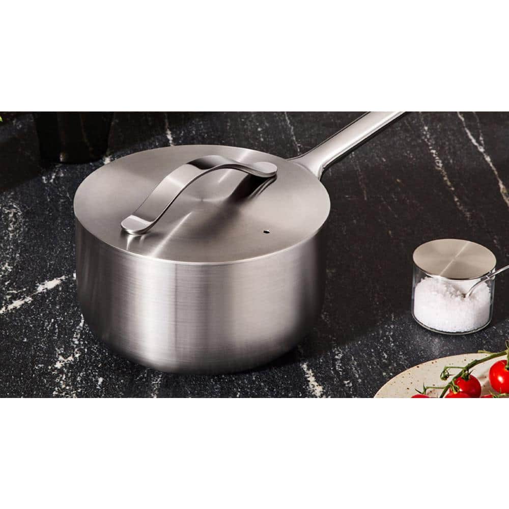 3-Quart Silver Stainless Steel Non-Stick Saucier with Lid