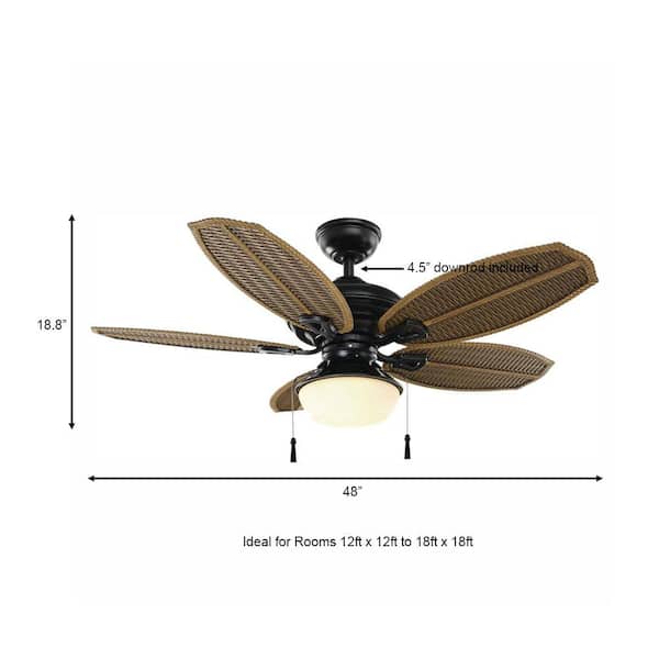 Hampton Bay Palm Beach Iii 48 In Led, Outdoor Tropical Ceiling Fan With Light And Remote