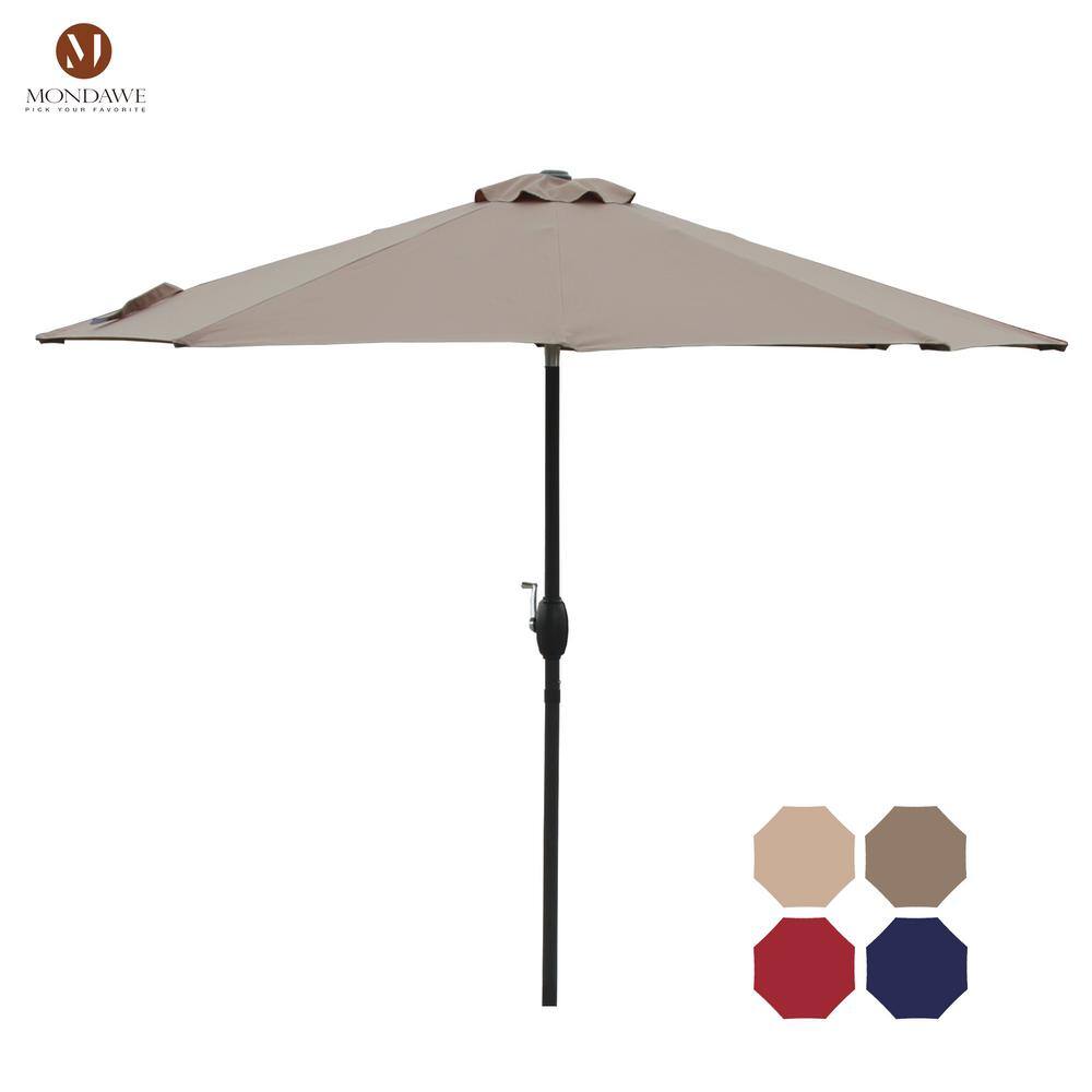 Mondawe 9 ft. Aluminum Market Patio Umbrella Outdoor Umbrella in Taupe ...