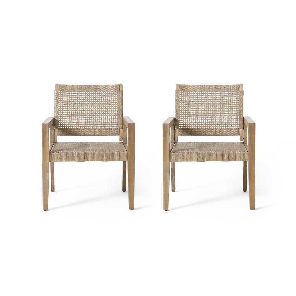 2 Pcs Acacia Wood Outdoor Lounge Chair, Patio Arm Chair for Garden, Backyard, Porch, Poolside and Deck, Brown price history on PriceWatchPro