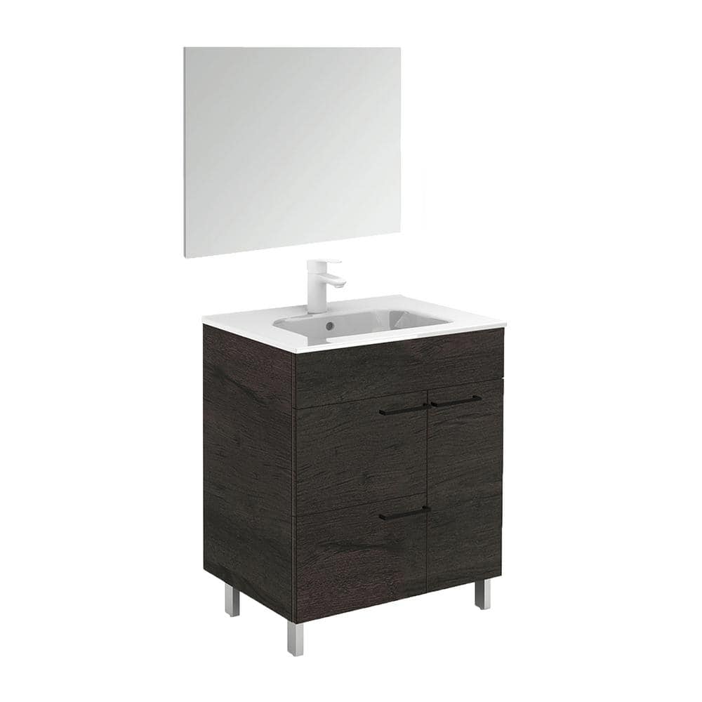 WS Bath Collections Elegance 31.5 in. W x 18.0 in. D x 33.0 in. H Bath Vanity in Wenge with Ceramic Vanity Top in White with Mirror -  Elegance80P1 WE