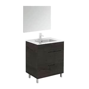 Elegance 31.5 in. W x 18.0 in. D x 33.0 in. H Bath Vanity in Wenge with Ceramic Vanity Top in White with Mirror