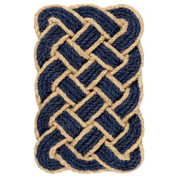 Maeve Classic Coastal Scalloped Basketweave Coir Navy/Bleach 2 ft. x 3 ft. Indoor/Outdoor DoorMat