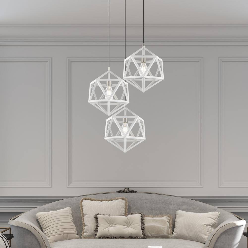 White Geometric Metal Mini Pendant Light