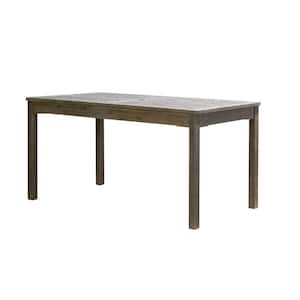 Grey-washed Rectangular Farmhouse Wood Patio Dining Table for 6 Seaters Distressed Weather-resistance Acacia Hardwood