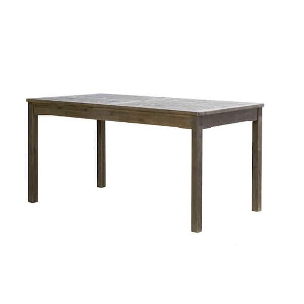 ITOPFOX Grey-washed Rectangular Farmhouse Wood Patio Dining Table for 6 Seaters Distressed Weather-resistance Acacia Hardwood