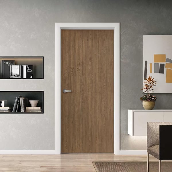 CALHOME 36 in. x 80 in. Walnut Texture Flush Hollow Core Composite