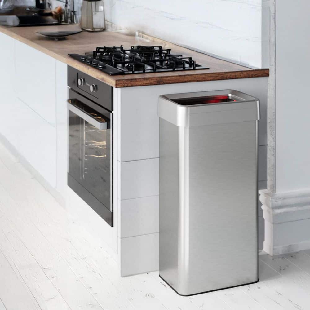 21 Gallon Silver Stainless Steel Touchless Trash Can