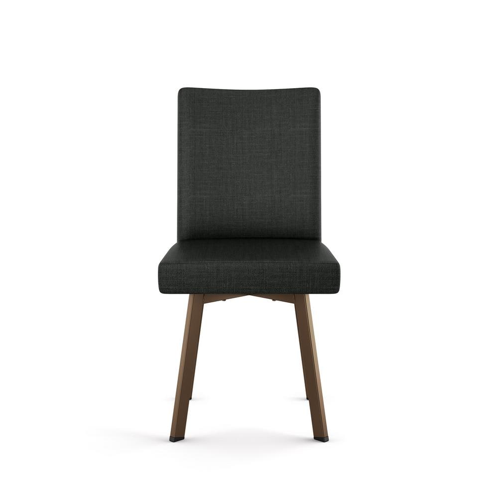 Elmira Black Polyester and Bronze Metal Parsons Side Chair