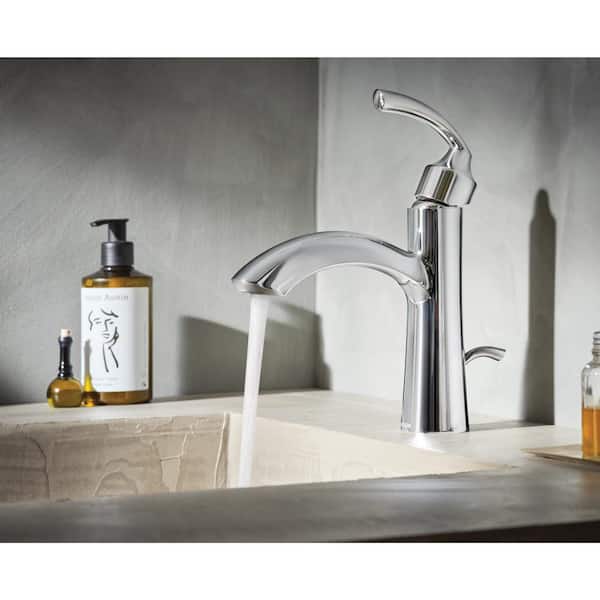 Glyde Single-Handle Single Hole Bathroom Faucet with Drain Kit Included in Chrome