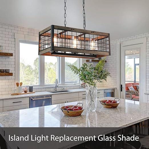 Clear Glass Bell Pendant Shade Set with Neckless Fitter