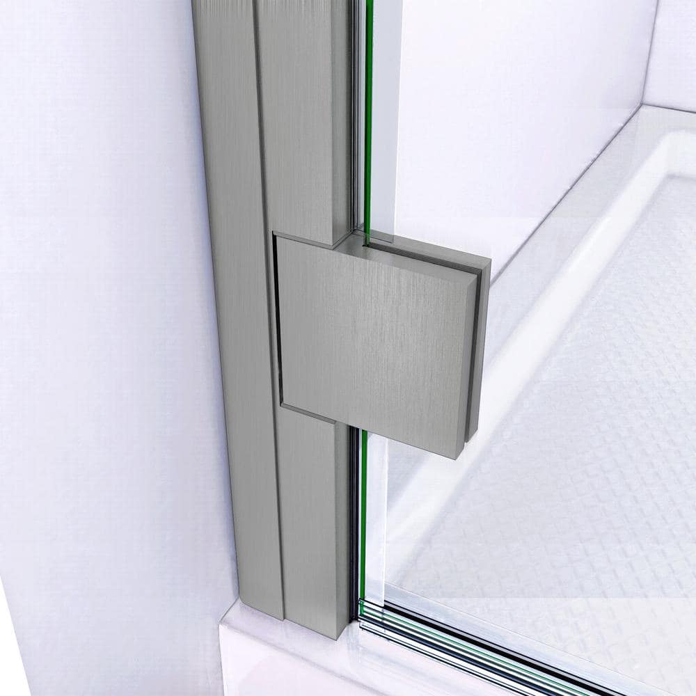 Lumen 42" x 74.75" Brushed Nickel Hinged Shower Enclosure with White Base