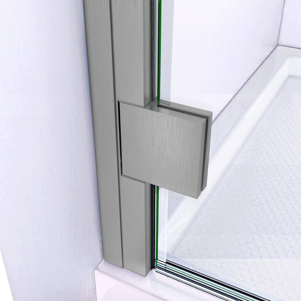 Lumen 34-41" W x 72" H Frameless Clear Glass Shower Door in Brushed Nickel