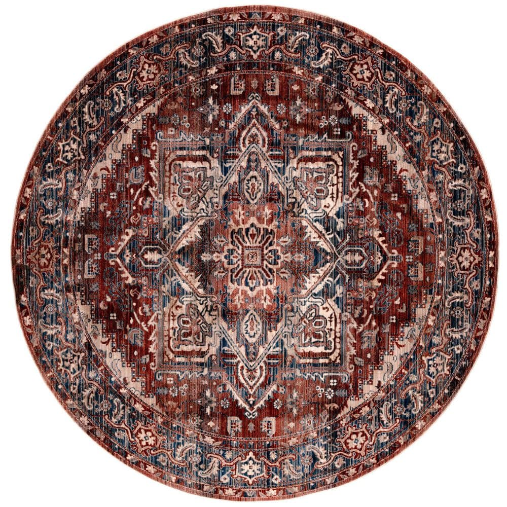 Vintage Persian 7 ft. x 7 ft. Rust/Navy Ornate Distressed Round Area Rug price history on PriceWatchPro