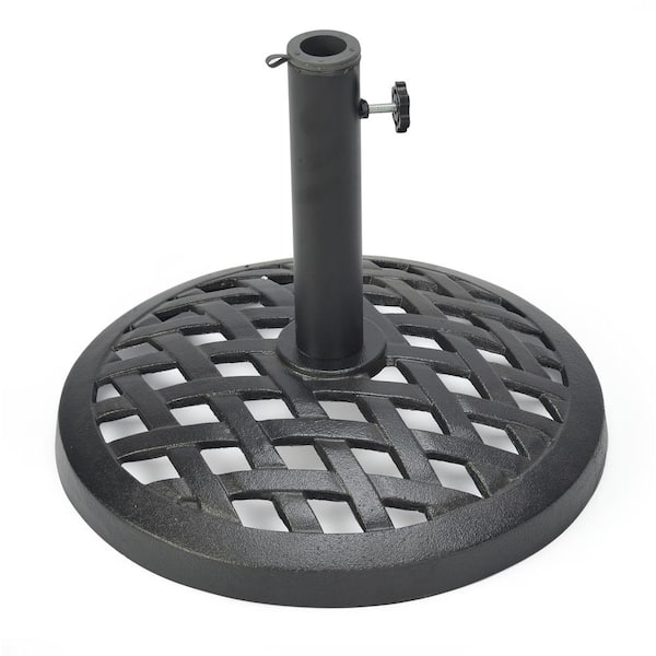 17.7 in. Cast Iron Lattice Design Patio Umbrella Base (Black)