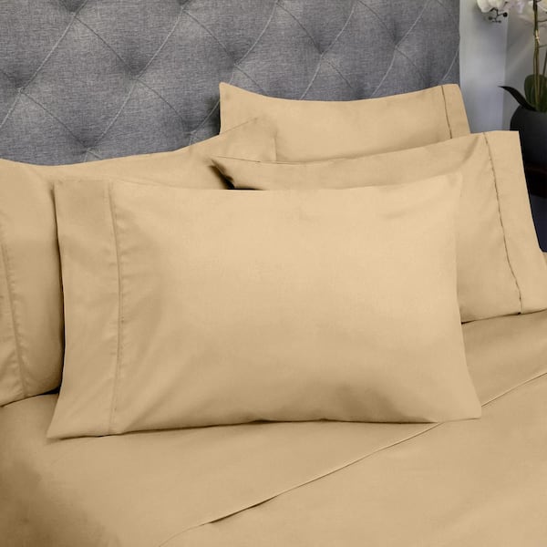 Sweet Home Collection 1500-Supreme Series 4-Piece Camel Solid Color Microfiber Twin XL Sheet Set