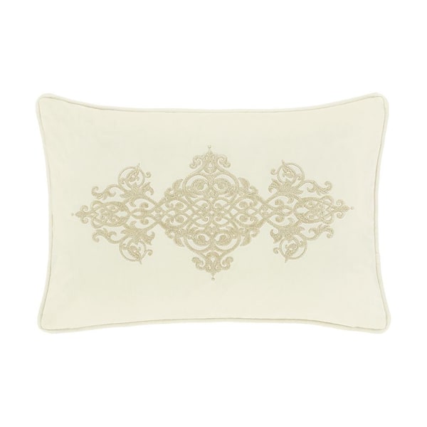 Unbranded Nicolas Winter White Polyester Boudoir Embellished Decorative Throw Pillow 15X22"