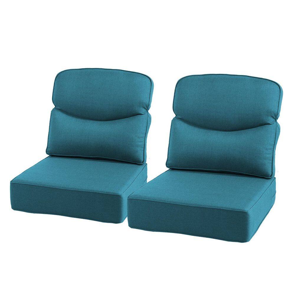 24 in. x 24 in. x 6 in. 4-Piece Olefin Deep Thick Seating Outdoor Lounge Chair Sofa Replacement Cushion in Peacock Blue price history on PriceWatchPro