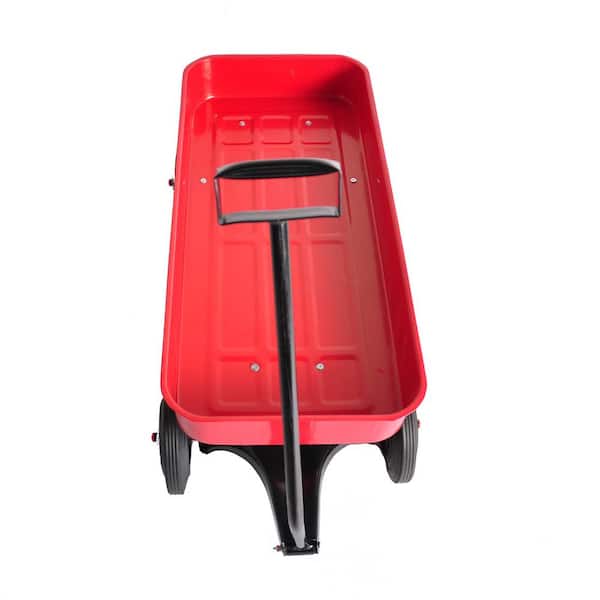 Tidoin 1 cu. ft. Red Steel Garden Cart DQ-YDW2-3518 - The