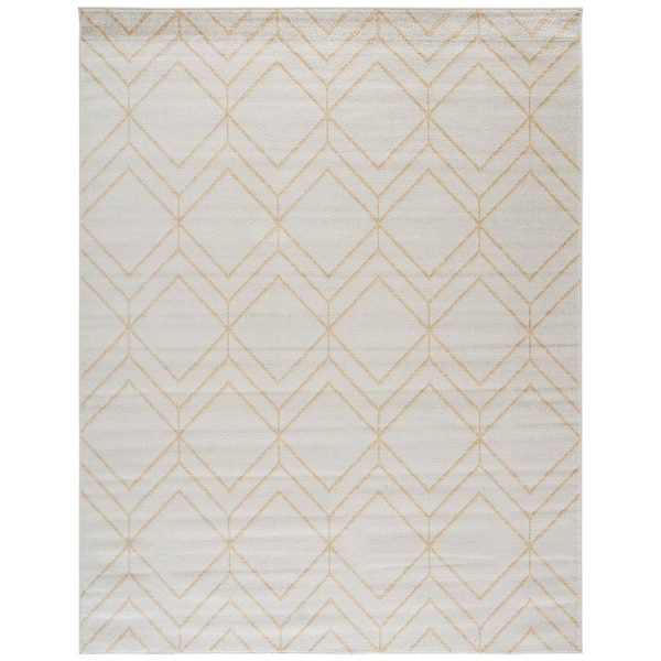 Adirondack 9 ft. x 12 ft. Ivory/Gold Diamond Area Rug