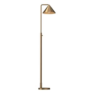 Remy 58 in. 1-Light 60-Watt Brushed Gold Modern Floor Lamp