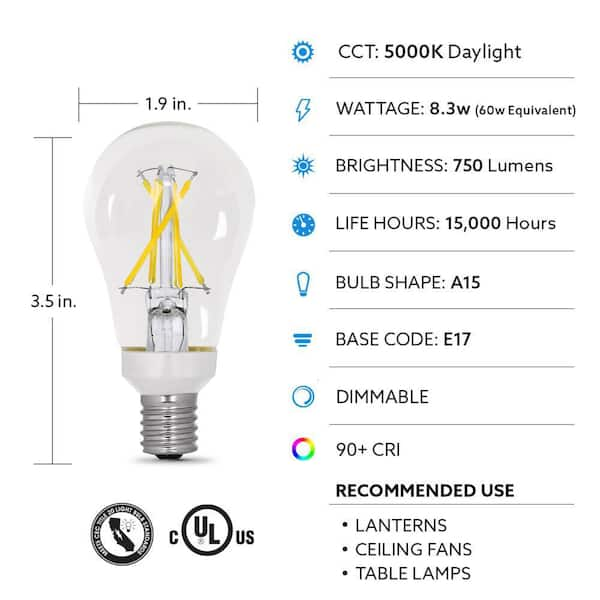 Feit Electric 60 Watt Equivalent A15 Intermediate Dimmable CEC