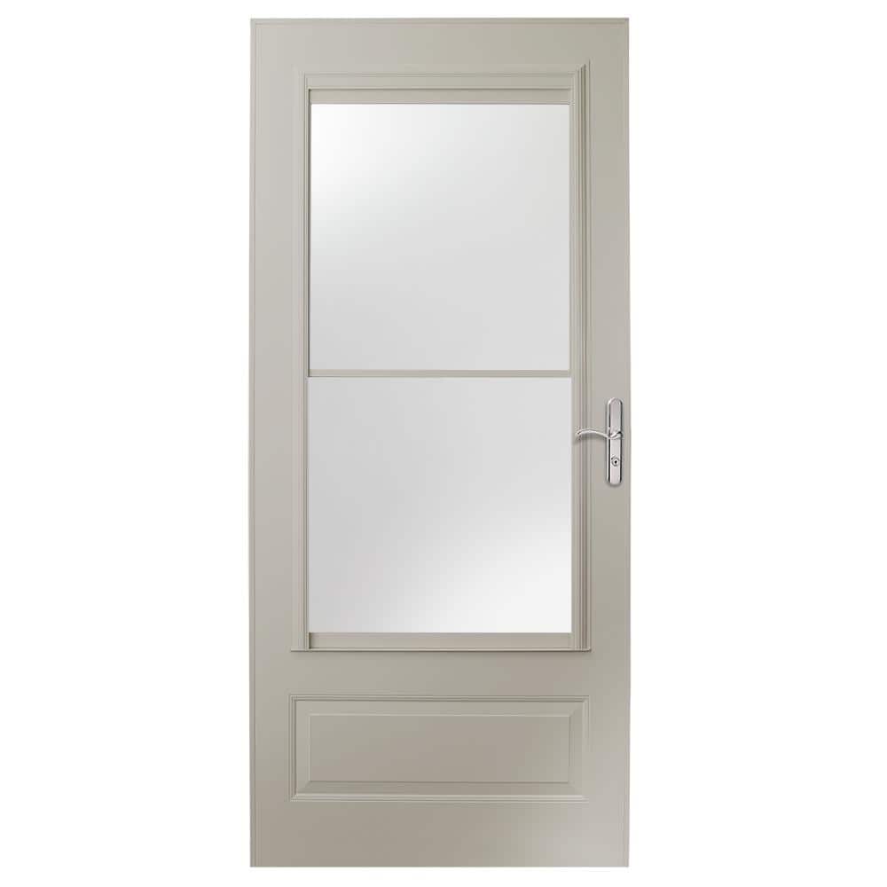 400-Series 32 in. x 80 in. Sandtone Universal 3/4-Light Retractable Aluminu