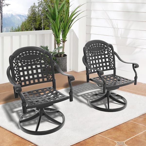 Willit Vintage Swivel Cast Aluminum Patio Outdoor Dining Chair