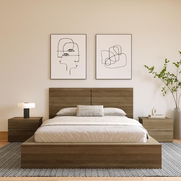 Nexera James Brown Oak King Panel Headboard 237988 - The Home Depot