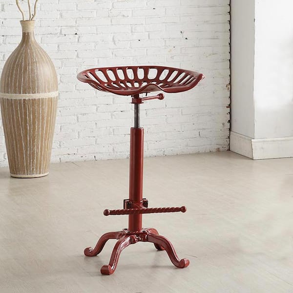 Tractor Seat Adjustable Height Red Bar Stool