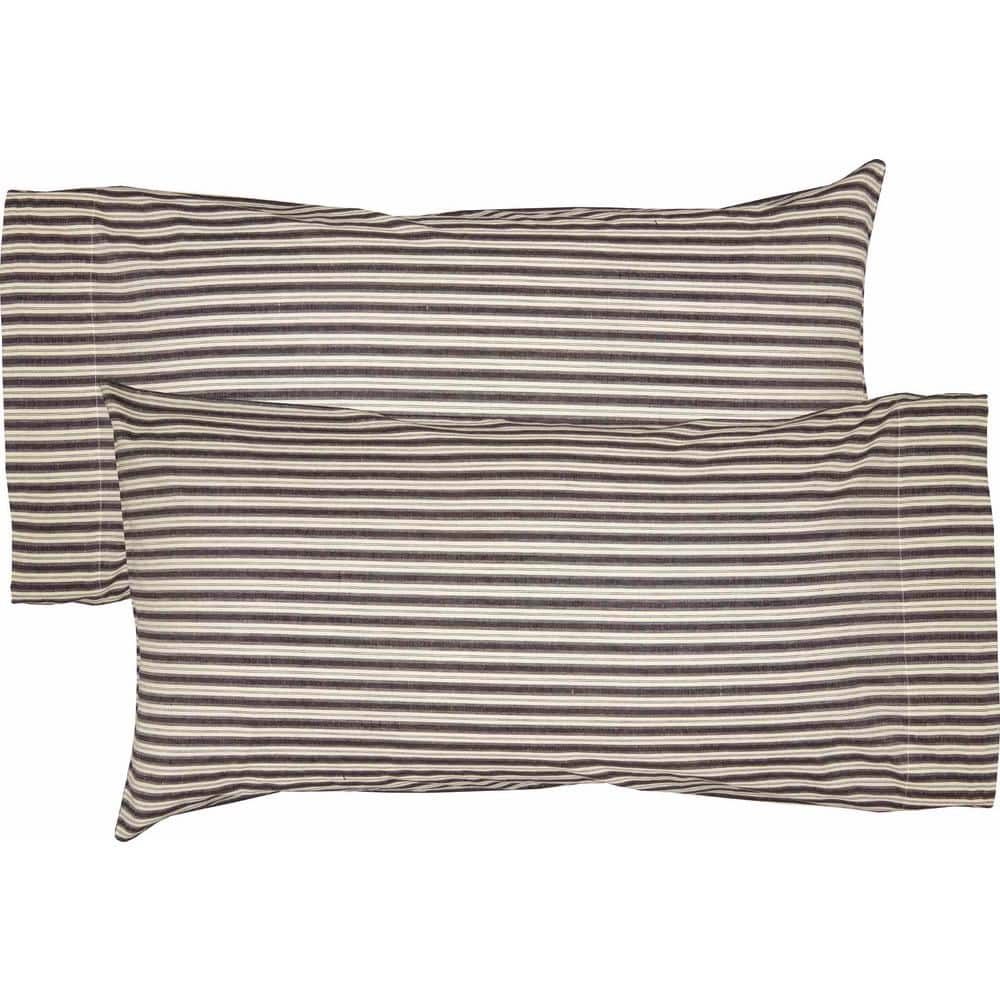 Ashmont Charcoal Grey and Ivory Cotton King Pillowcase Set