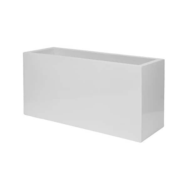 PotteryPots 16 in. x 20 in. Shiny White Fiberstone Rectangular Planter