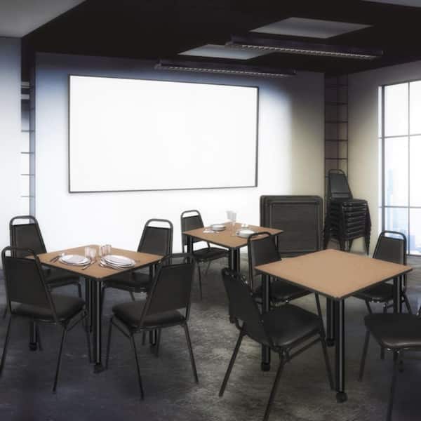 Kee Small 30 in. Square Noble Oak Breakroom Table Desk with Black Mobile Legs