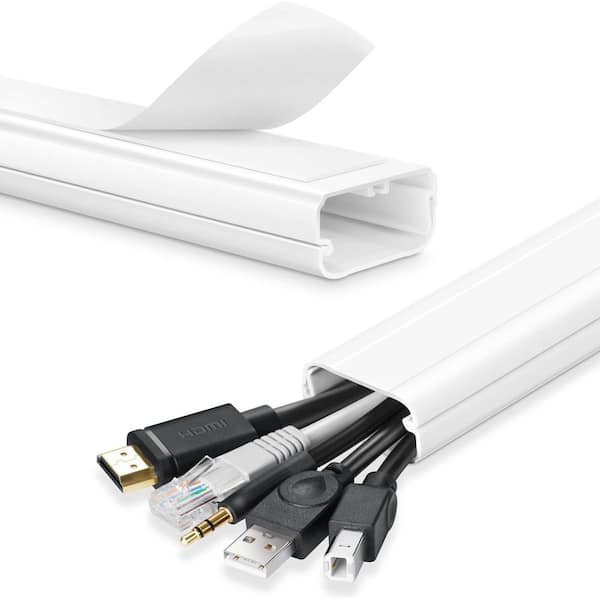 39 in. Cord Covers for Wall Mounted TV Cable Hider Wall-White