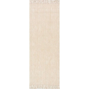 Don Casual Striped Jute Natural 3 ft. x 8 ft. Runner Rug