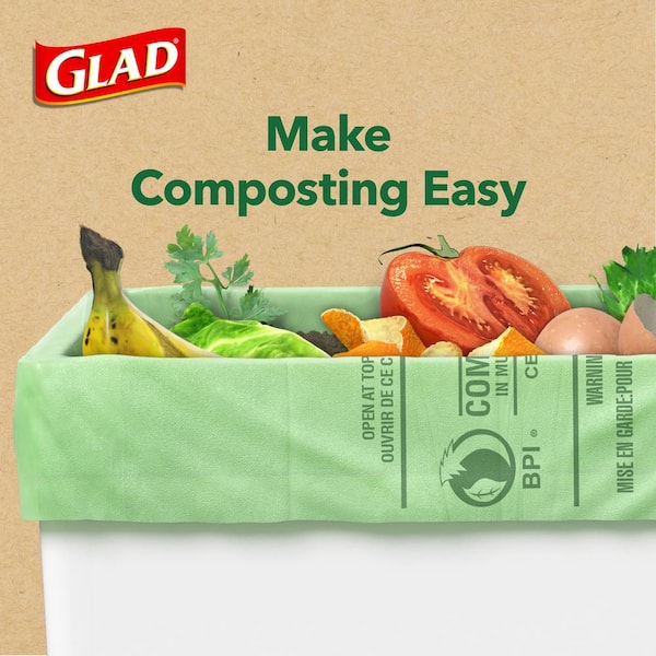 Glad Compostable Small Kitchen Trash Bags - 2.6 Gallon, 22 Bags