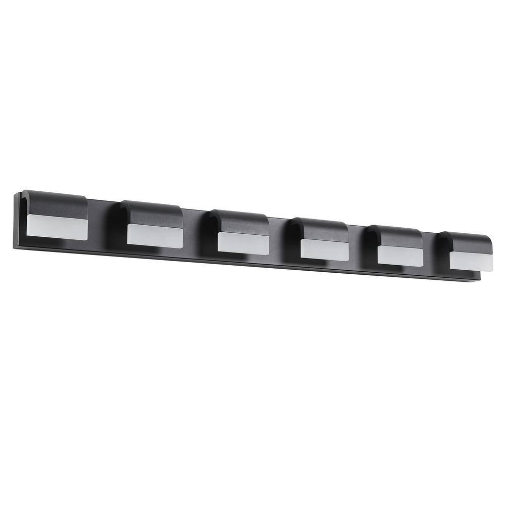 46.5 in. W 6-Lights Black Vanity Lighting Fixture for Bathroom Over Mirror, 6000K, Cool White price history on PriceWatchPro