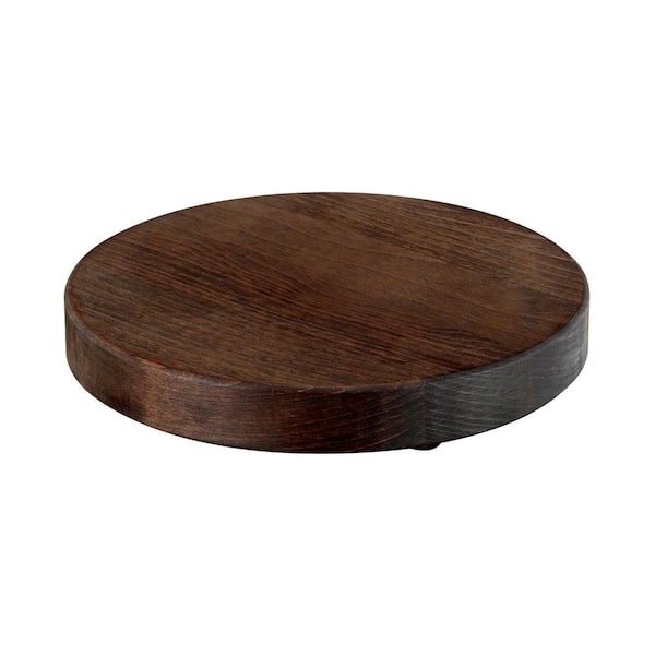 Wagner 10 in. Chestnut Round Wooden Plant Caddy with No-Show Casters